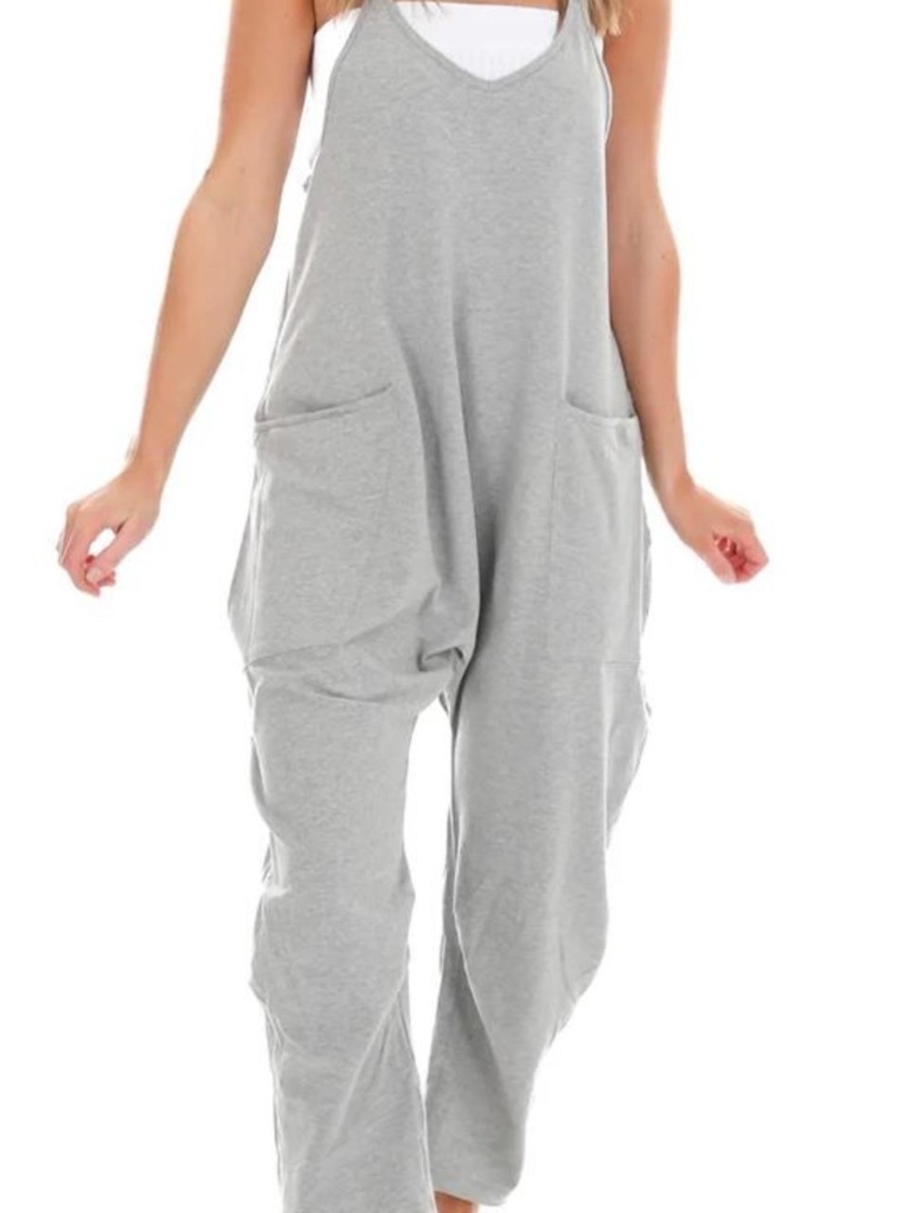 FP Movement by Free People Heather Gray Jersey Harem Jumpsuit